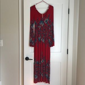 Free People Red floral Maxi Dress